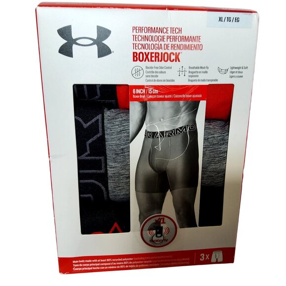 Under Armour Boxerjock  Mens Performance Tech Boxer Briefs 3-Pack Size XL - Picture 1 of 5